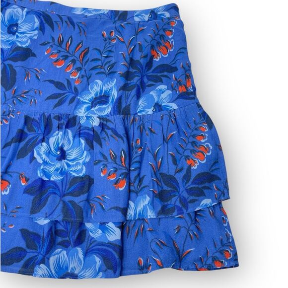 Ann Taylor Loft Mini Skirt Blue Floral Short Ruffle Tiered Boho Women’s Size 4 - Picture 5 of 12